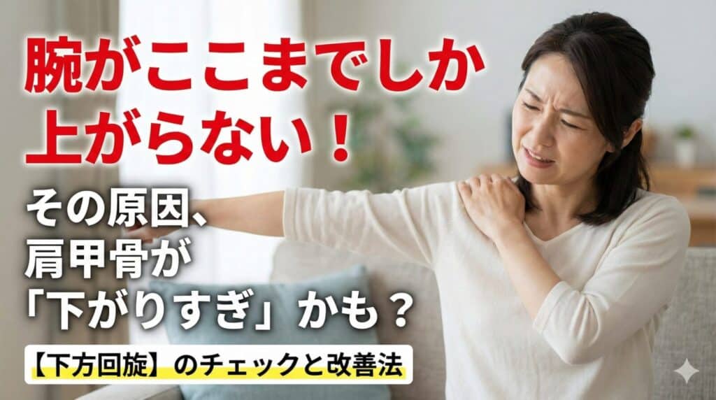 腕が上がらないのは「肩甲骨が下がりすぎ」だから?『下方回旋』の原因と自分でできる改善法