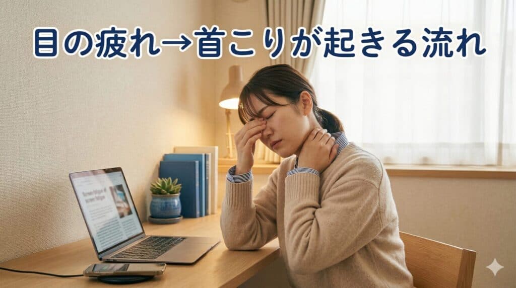 目の疲れから首こりが起きる理由